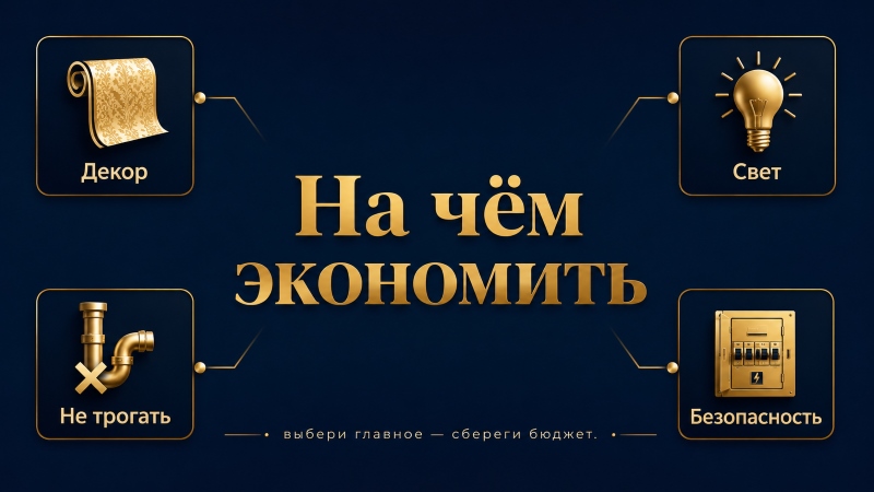 Инфографика: На чём экономить при ремонте — декор, свет, безопасность, не трогать