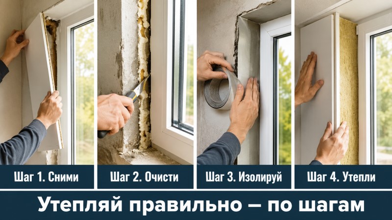 Этапы утепления оконных откосов: шаг за шагом