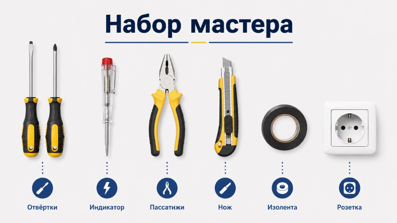 Набор инструментов для замены розетки