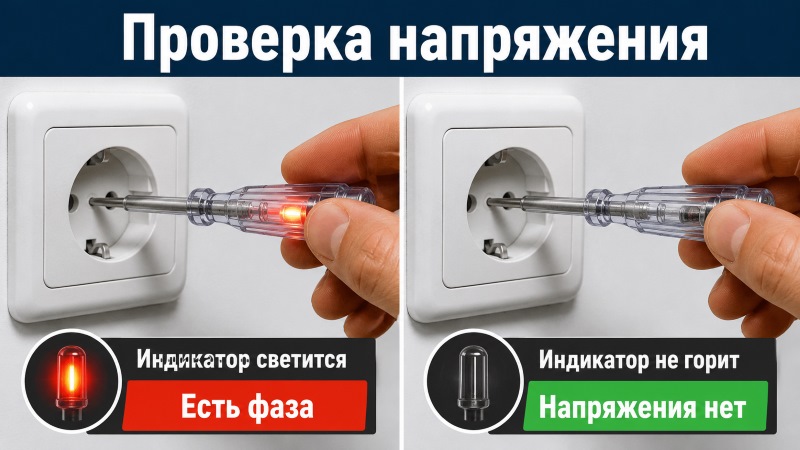 Проверка напряжения индикатором