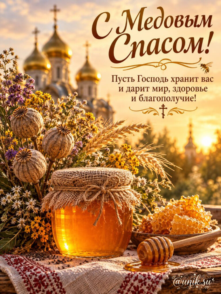 С Медовым Спасом Картинки Красивые с Пожеланиями на фоне церкви