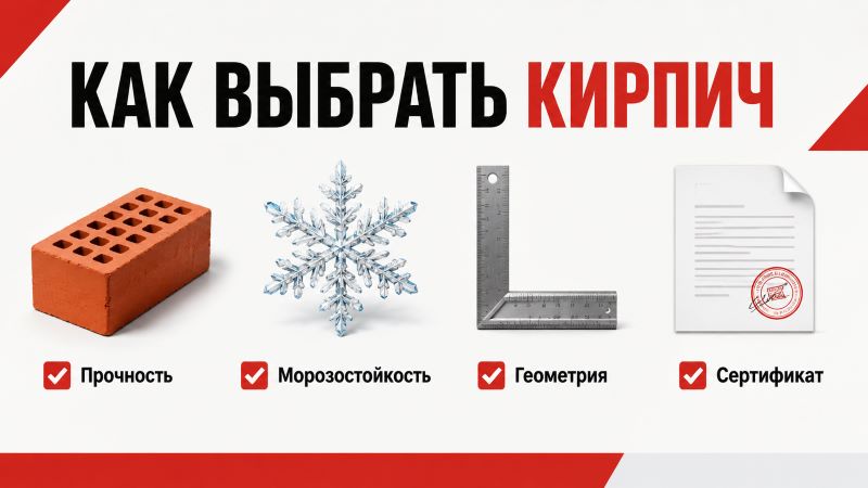 Инфографика как выбрать кирпич: прочность, морозостойкость, геометрия, сертификат