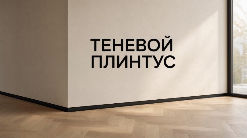 Теневой плинтус черного цвета в интерьере светлой комнаты