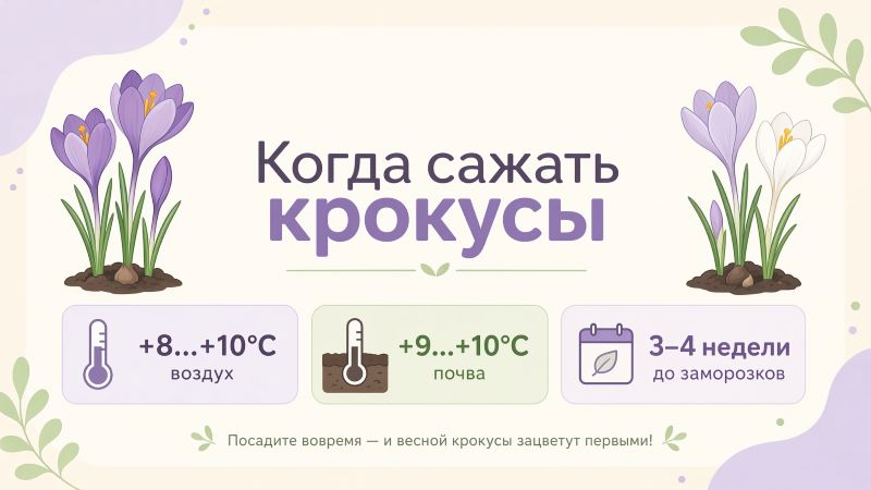 Когда сажать крокусы: температура воздуха и почвы, сроки до заморозков