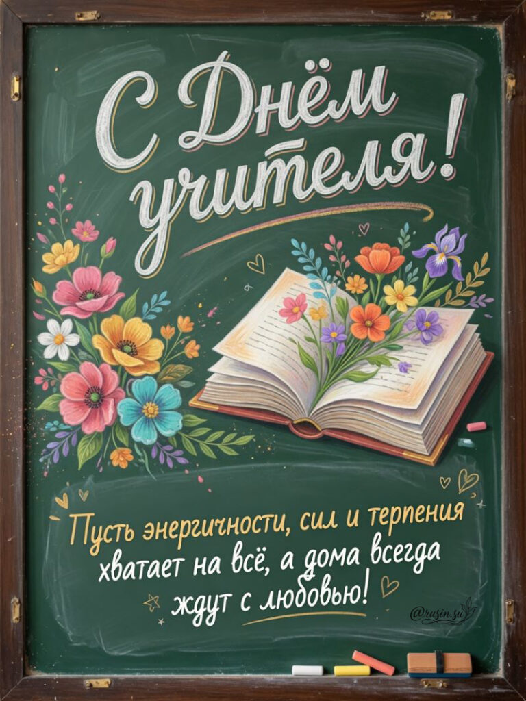 Красивые Открытки с Днем Учителя на школьной доске