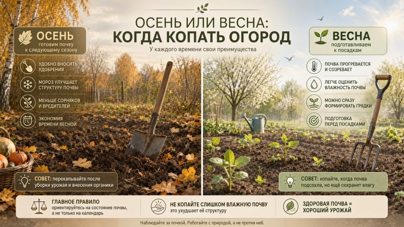 Когда копать огород: сравнение осенней и весенней перекопки