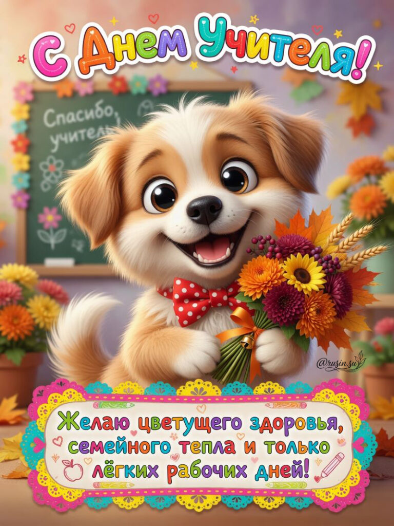 С Днем Учителя Картинки Красивые с щенком