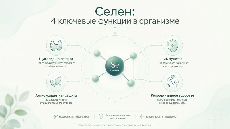 4 ключевые функции селена в организме человека
