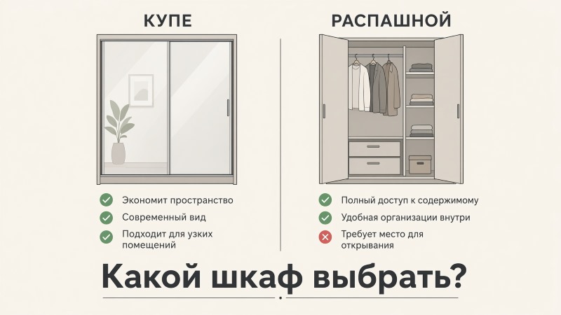 Сравнение шкафа-купе и распашного шкафа: плюсы и минусы, что выбрать