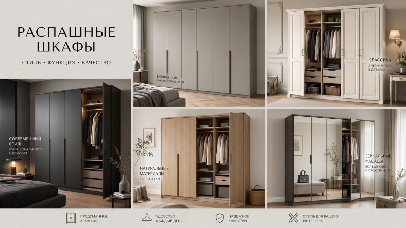 Виды распашных шкафов: минимализм, классика, модерн, дерево и зеркальные фасады
