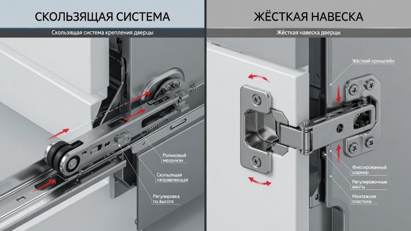 Скользящая система и жесткая навеска: сравнение механизмов крепления дверей