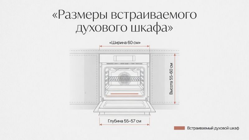 Размеры встраиваемого духового шкафа: ширина, высота и глубина