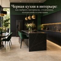 Черная кухня в интерьере: как выбрать материалы, столешницу, холодильник и сочетания