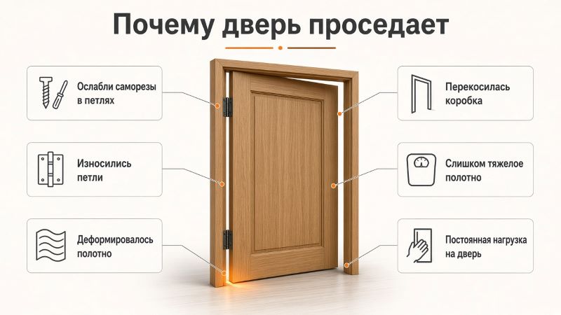 Инфографика: основные причины проседания двери