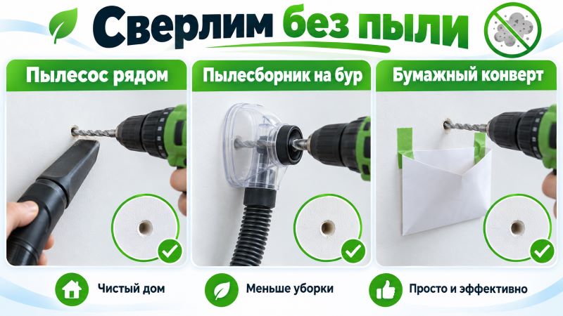 Сверление без пыли: пылесос, пылесборник на бур и бумажный конверт