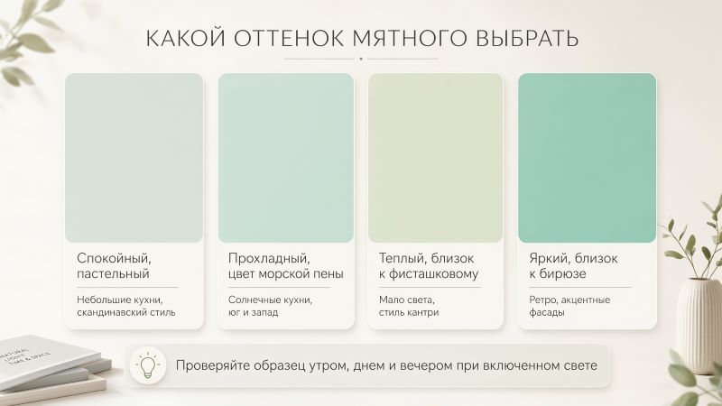 Какой оттенок мятного выбрать для кухни: 4 варианта