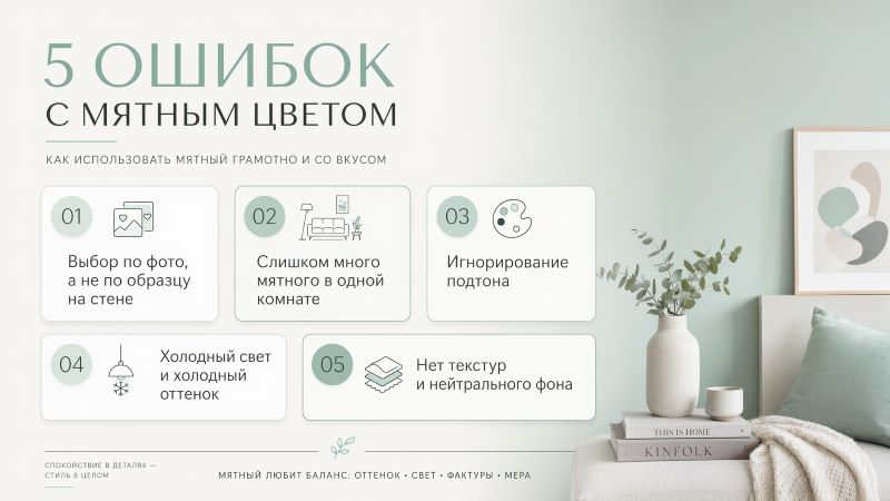 5 ошибок с мятным цветом в интерьере: инфографика