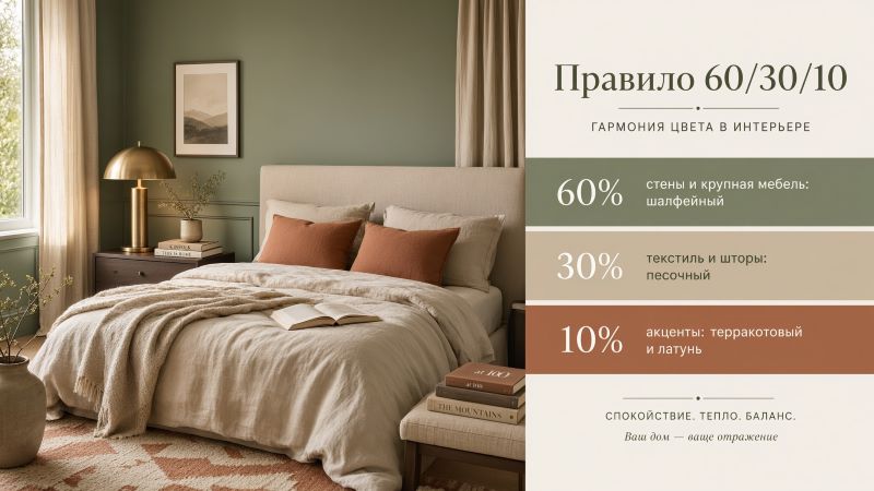 Правило 60/30/10: гармония цвета в спальне